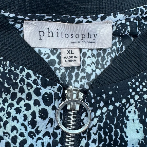 Philosophy Black and White Snakeskin Bomber Zip up Jacket - Picture 4 of 14
